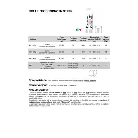 Colla stick in tubetto Coccoina art. 644 40 g 0166441200